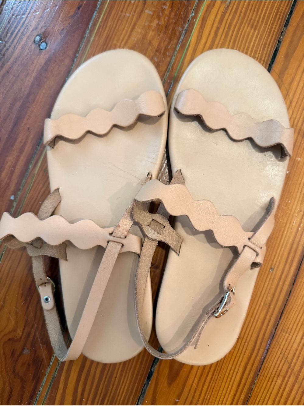 Ancient Greek Afros Natural Scallop Women’s Sandals
